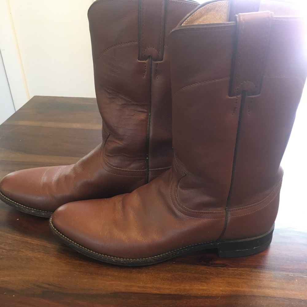 Justin Classic Roper Cowboy Boots 9.5 D Brown